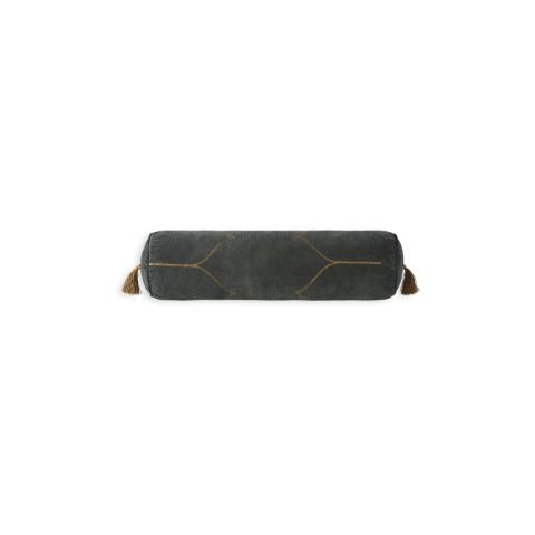 Rituals Vellore Cotton Velvet Bolster Cushion Grey Blue