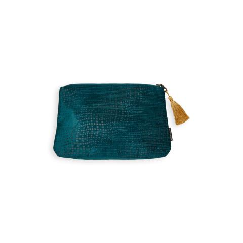 Rituals Vellore Medium Cotton Velvet Pouch Petrol Blue