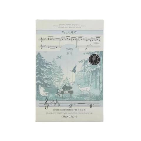 Roopy - Masque pour les mains aux huiles essentielles d'acides de fruits parfumées aux fleurs - 3pièces - Woody