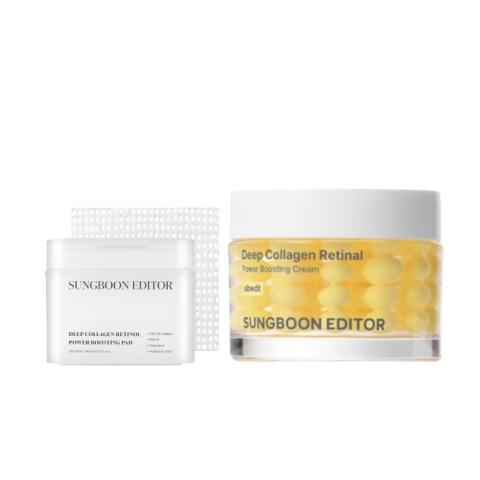 SUNGBOON EDITOR - Deep Collagen Retinol Power Boosting Capsule Cream - 50ml (1ea) + Power Boosting Pad 190ml (1ea) Set