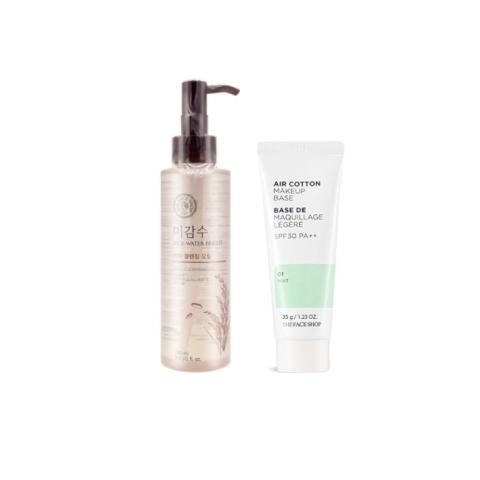 THE FACE SHOP Rice Water Bright Rich Cleansing Oil - 150ml (1ea) + Air Cotton Makeup Base - Mint (1ea) Set THE FACE SHOP Rice Water Bright Rich Cleansing Oil - 150ml (1ea) + Air Cotton Makeup Base - Mint (1ea) Set
