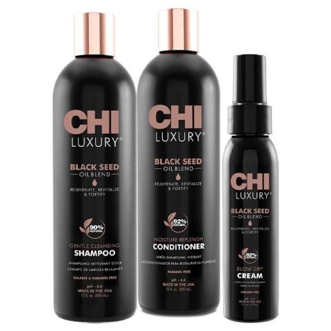 Trio shampooing + conditionneur + crème de coiffage Luxury Black Seed Oil CHI Trio shampooing + conditionneur + crème de coiffage Luxury Black Seed Oil CHI