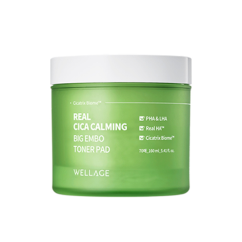 Wellage - Real Cica Calming Tampon de toner Big Embo - 160ml/70pads